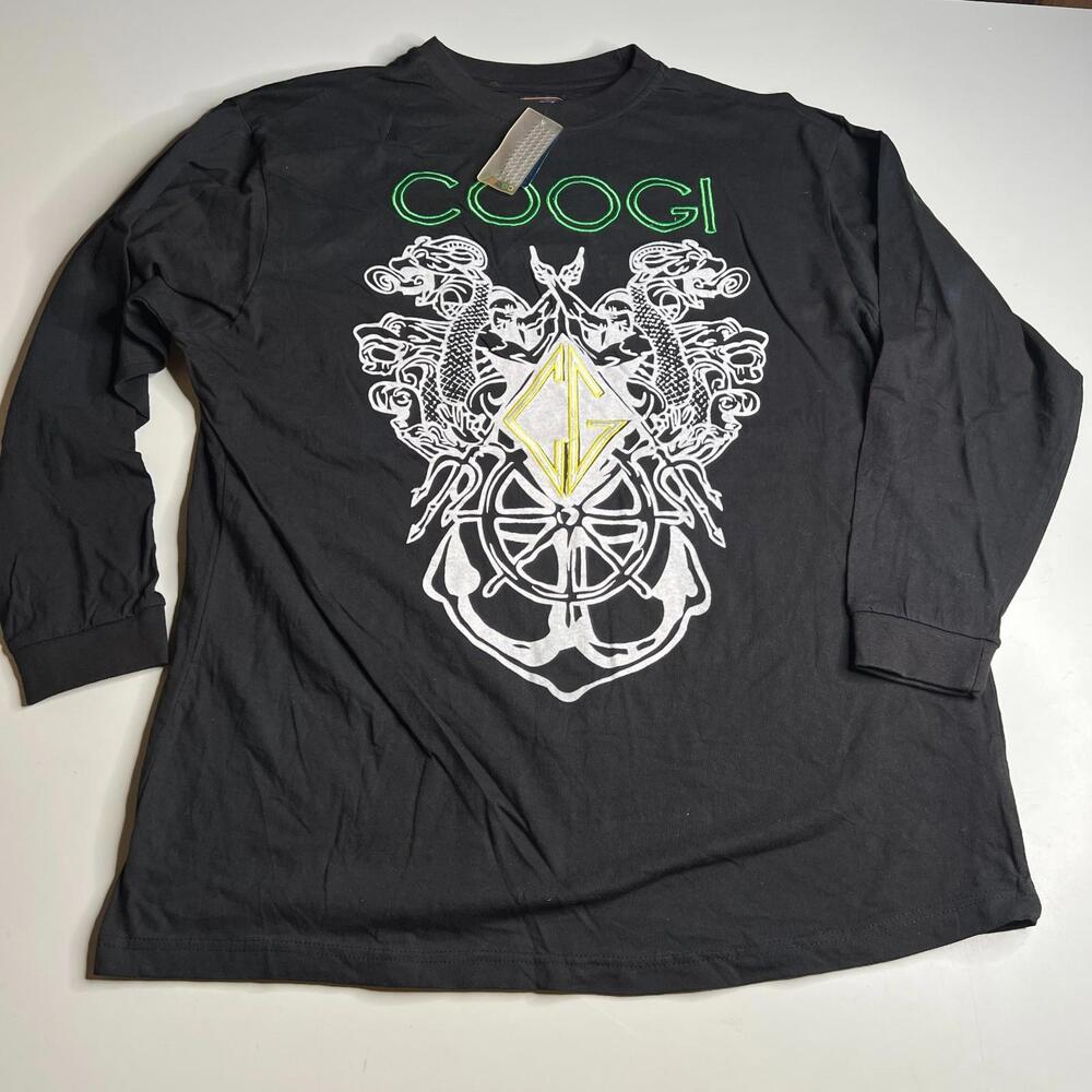 Coogi‎ Graphic Long Sleeve T-Shirt Black Dragon Anchor Streetwear Size XL NWT